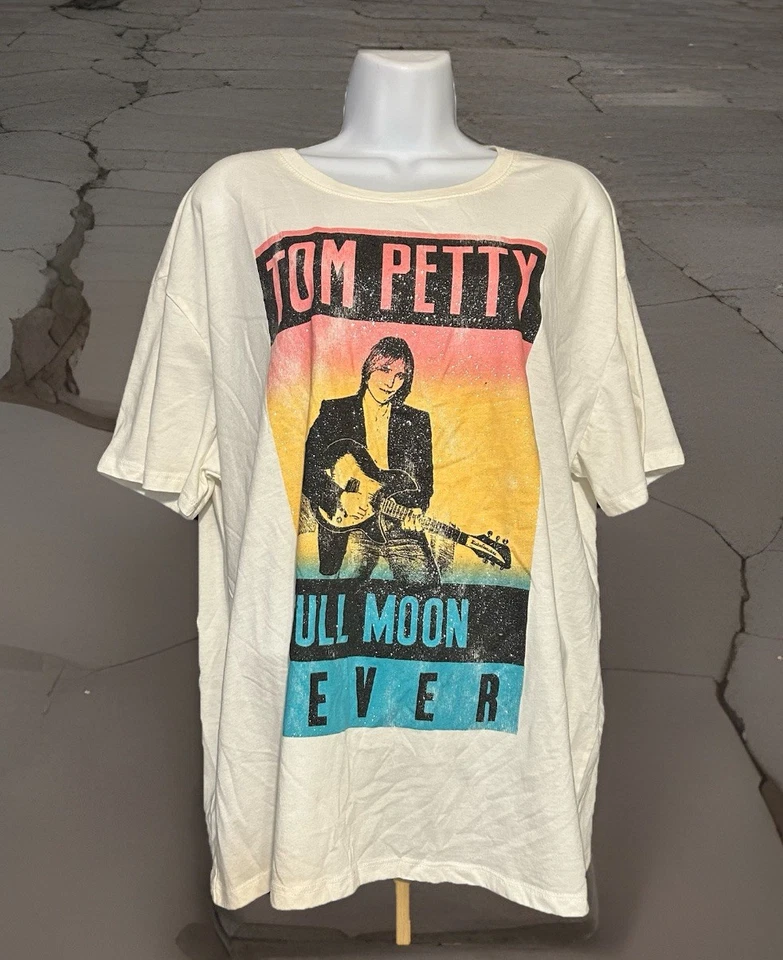Tom Petty Full Moon Fever Shirt Women 2XL White Short Sleeve Glitter Graphic - Image 4 of 4