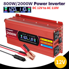 800W 2000W Power Inverter Dc 12v To Ac 110V 120V Car Converter with 2USB 2AC LED