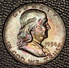 1956 Franklin Half Dollar, Gem BU, Pretty Toning