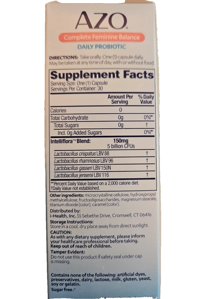 Probiótico diario Azo Complete Femenino Balance 30 cápsulas caducidad 07/2026 Foto 3 de 3