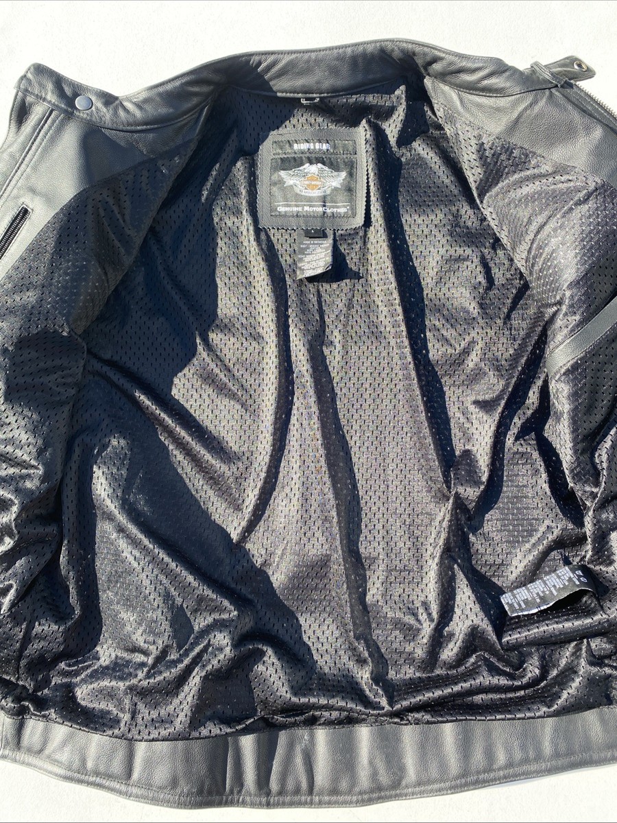 Harley Davidson Men RIDE READY Black Leather Jacket Large 98000