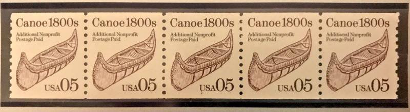 U. S. SCOTT #2453 CANOE - BROWN PNC5 - PLATE # 1 MNH - TRANSPORTATION SERIES