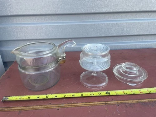Vintage Pyrex Flame 7754B 4 cup coffee percolator USA NR