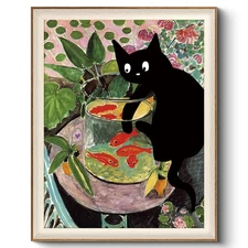Framed Wall Art for Living Room, Silly Cat Canvas Prints, Vintage Home Decor,...