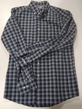 Uniqlo Mens Blue Plaid Button Up Dress Shirt Top Clothes Small S Long Sleeve