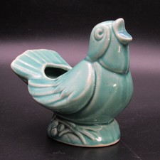 intage McCoy Pottery Singing Bird Planter Aqua Blue Turquoise USA 1940s