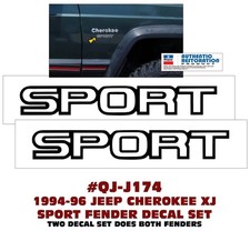 Qj-j174 1994 1995 1996 Jeep Cherokee Xj - Sport Fender Decal Set - 2 Decals Qj-j174 1994 1995 1996 Jeep Cherokee Xj - Sport Fender Decal Set - 2 Decals