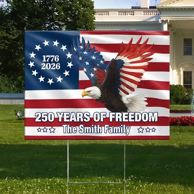 Personalized 250 Years of Freedom Flag | 1776 2026 Eagle Yard Sign