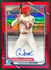 2024 Bowman Draft Christian Moore Chrome Auto Red Refractor 1st #/5 Angels