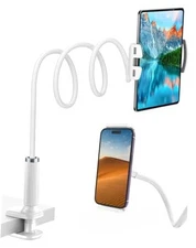 Gooseneck Tablet Holder - Flexible Stand, Tablet Holder,Cell Phone White