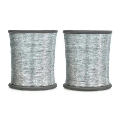 Metallic Zari Thread for Embroidery, Sewing and Jewelry Making (Silver 2 Roll)