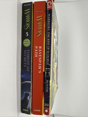 Lot Of 3 Warriors Books: Forest of Secrets, Ravenpaw s Path, Rise Of Scourge