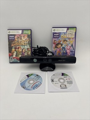 Xbox 360 Kinect Sensor , 4 Game Bundle-Adventures, Dance, Game Party Tested