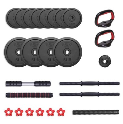 Hot Sale! 5-in-1 Adjustable Dumbbell Set 40LB Home Gym Fitness Equipment
