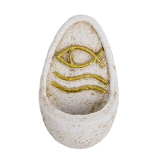 Small Ichthys Holy Water Font - Stone Look Resin 4"