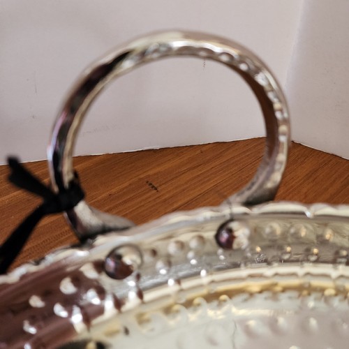 Hammered Metal Tray with Handles Round Made In India 11" Diameter NEW - Picture 7 of 14