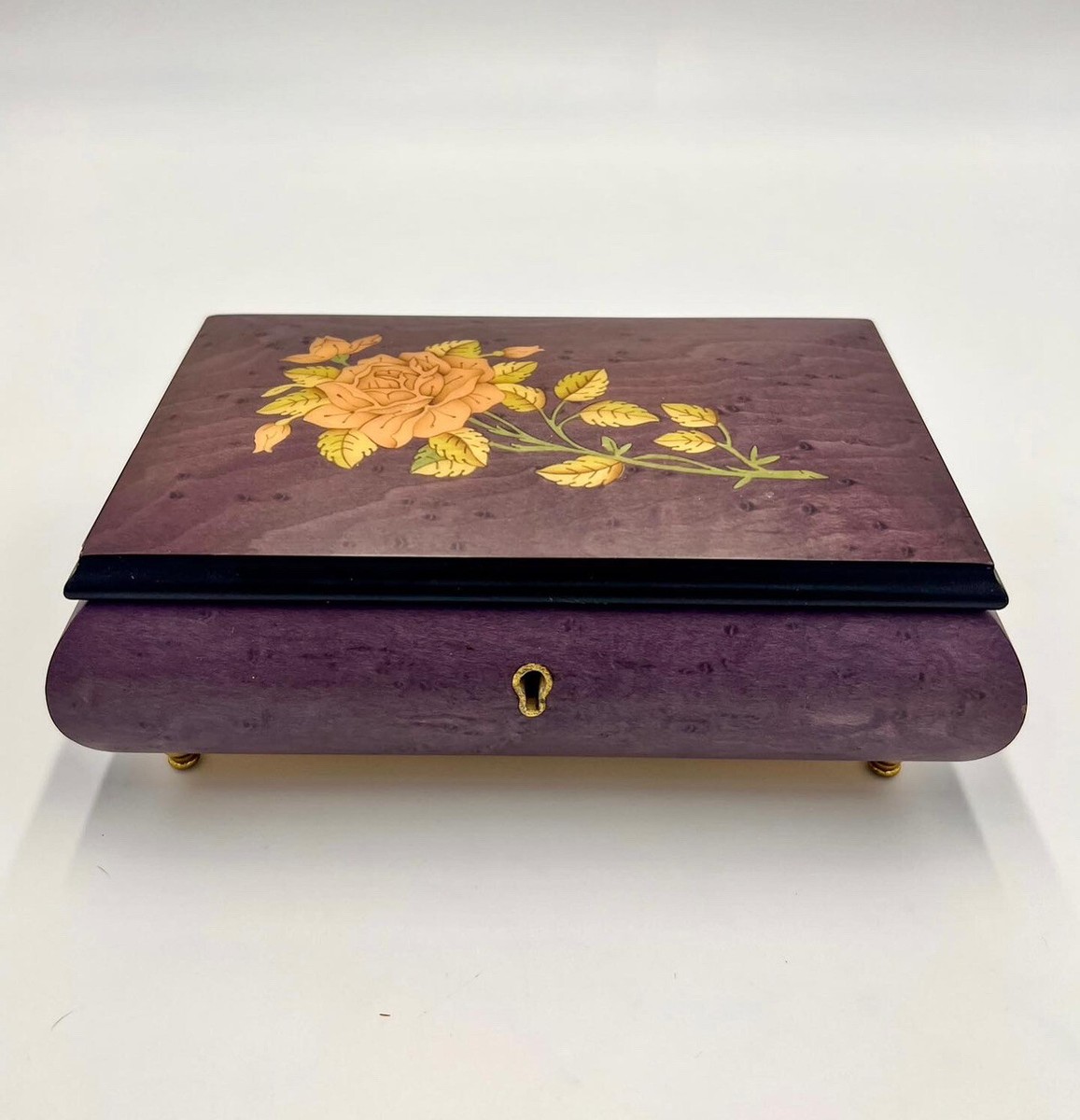 Purple Wooden Jewelry Music Box Made In Italy by San Francisco