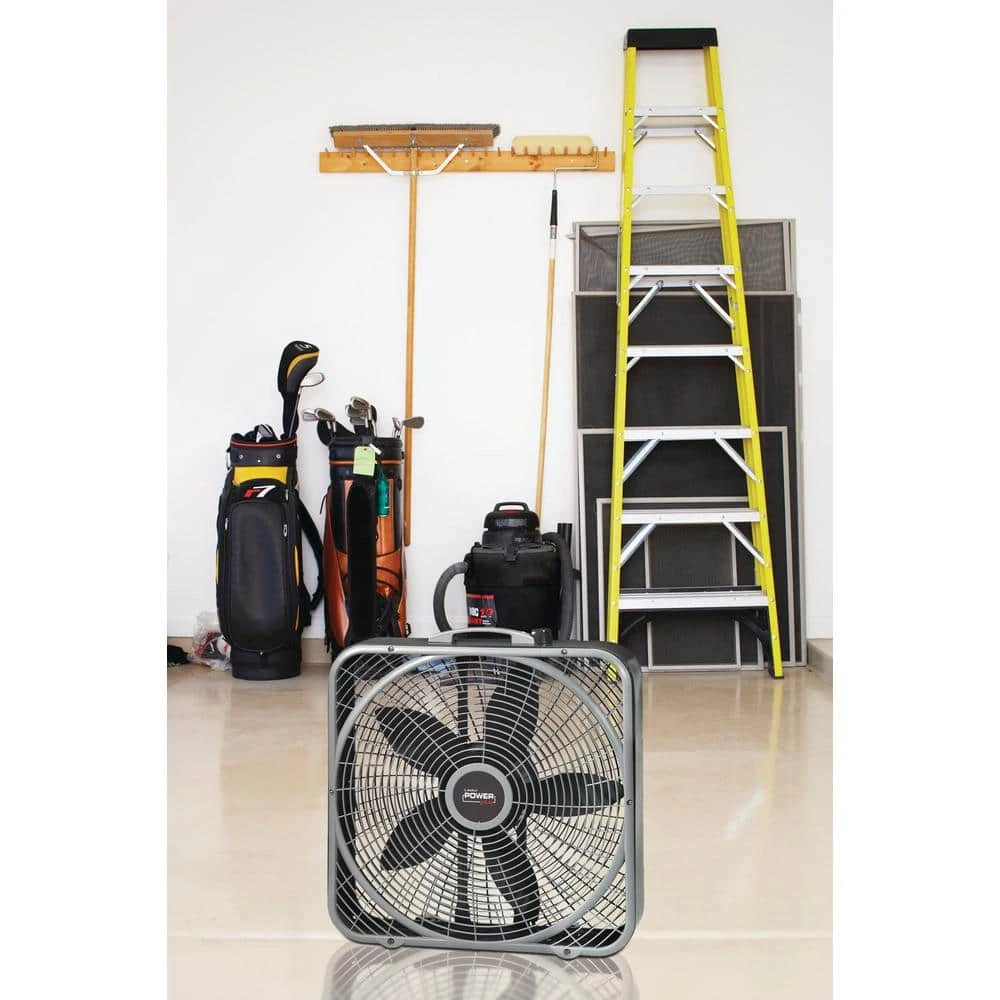Lasko 20 in. Power Plus Box Fan 3-Speed Floor Steel Indoor Built-in Carry  Handle | eBay