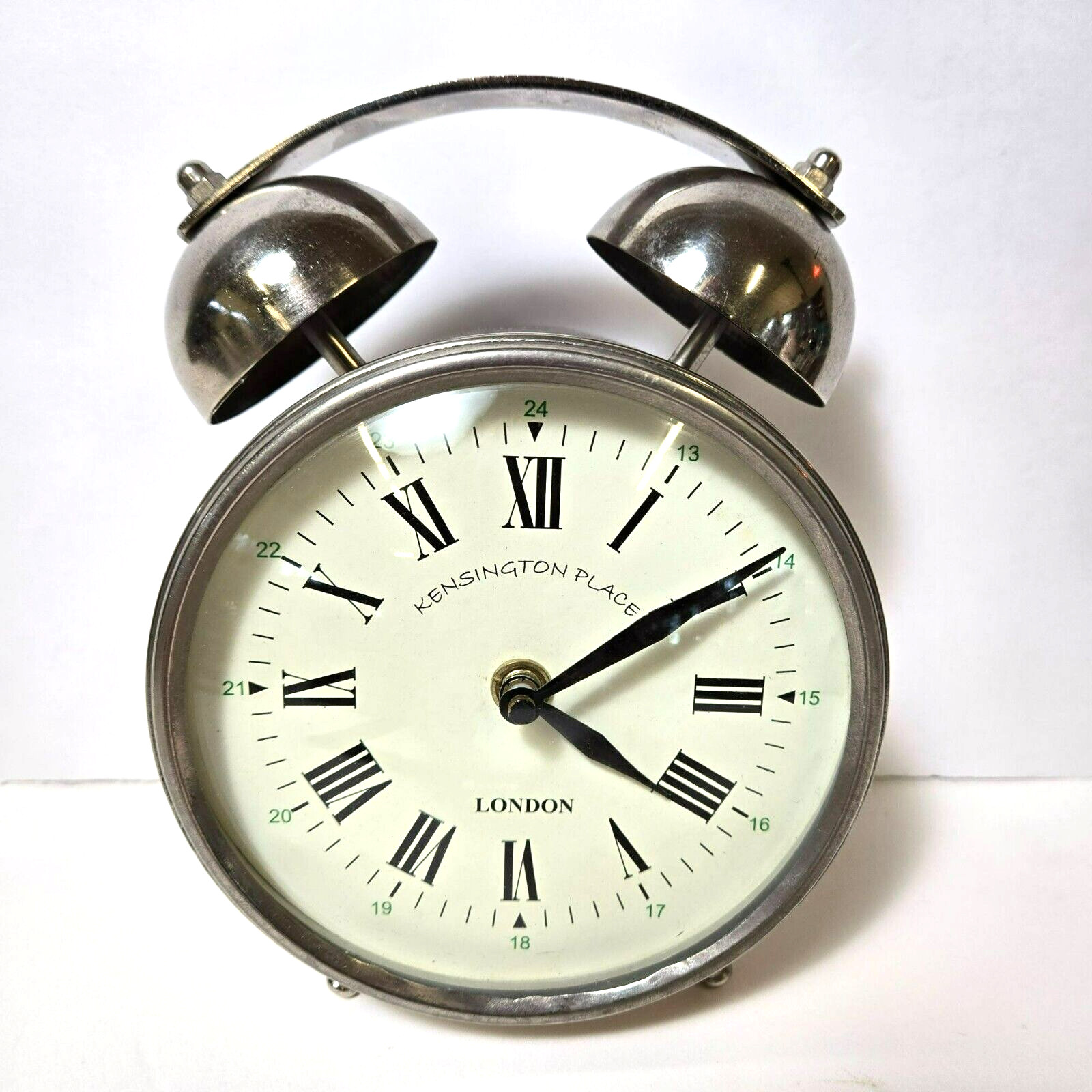 Deco 79 Stainless Steel Analog Table Clock SILENT Bell Style