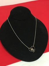 Vintage BOMA SIGNED Sterling Silver .925 Gold Tone Heart Pendant & Necklace 18" 