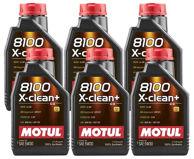 Motul 8100 X-Clean+ 5W30 Engine Oil 1 Liter (106376) (6 PACK)