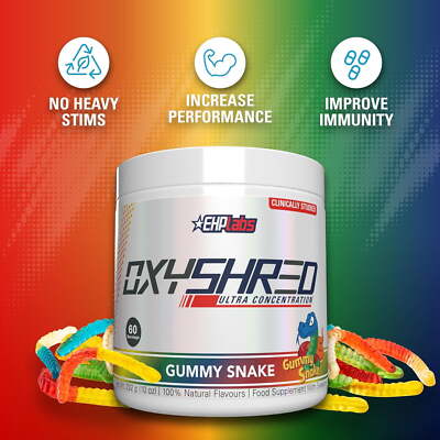 Pre Workout Powder Oxyshred  Kick Starting Energy Shredding- Gummy Snake 60 Serv