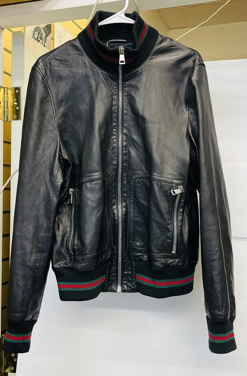 Leather Blouson Jacket in Black - Gucci