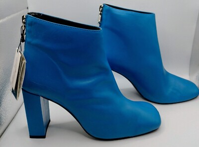 MNG (Mango) Damen-Stiefeletten blau Ziegenleder Größe 6 hergestellt in Spanien