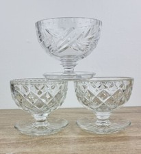 vintage crystal desert bowls set of 3  ice cream dish