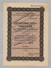 Zwickau-Oberhohndorfer Steincarbonbau-Verein – Schein Genuß, 100 RM, 31.3.1926