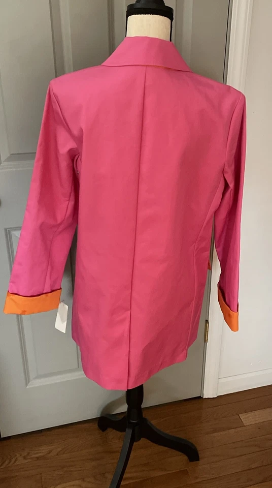 Jamaica Bay Trench Coat Size Medium Pink  Orange Pineapple Trim Water Resistant Foto 2 de 4