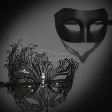 Couple's Masquerade Masks Royal Masquerade Masks Black/Black