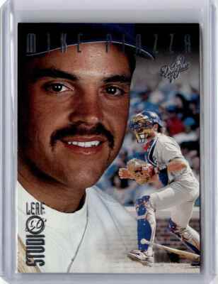 1996 Leaf Studio Mike Piazza Baseball Card Los Angeles Dodgers #80