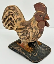 Primitive Country Farmhouse Wood Crafted Hand Painted Rooster Sculpture