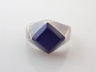 Heavy Vintage Mexico Signed Lapis Lazuli Sterling Silver Band Ring Sz 11.25