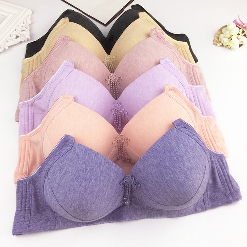 Mature Womens Bras Wireless Cotton Thin Padded Sexy Lingerie Underwear AA A B C - Picture 5 of 15