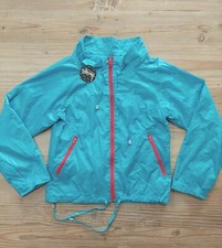 New Stussy Y2k Womens Windbreaker Jacket Full Zip Size Small Blue Nylon