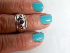 .25ct Cabochon Ruby And Diamond Bezel Set Solid Sterling Silver Ring Free Sizing