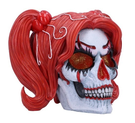 DROP DEAD GORGEOUS CACKLE AND CHAOS SKULL BUBBLEGUM GOTH FIGURE ORNAMENT CLOWN