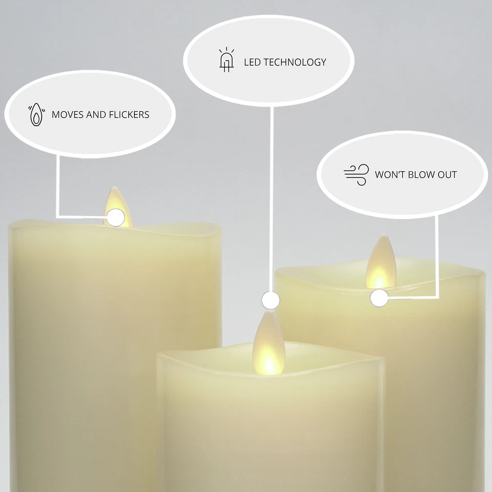 Luminara Flameless Battery Pillar Candles with Remote Moving Flame Ivory Wax 3in - Image 4 of 4