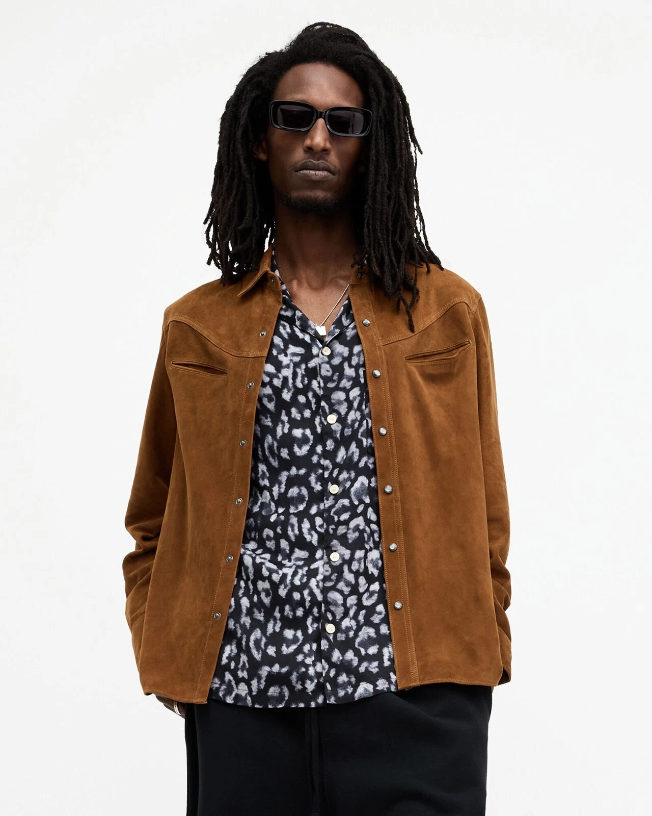 Brown Leather Shirt jacket for Men Pure Suede Custom Made Size S M L XXL 3XL