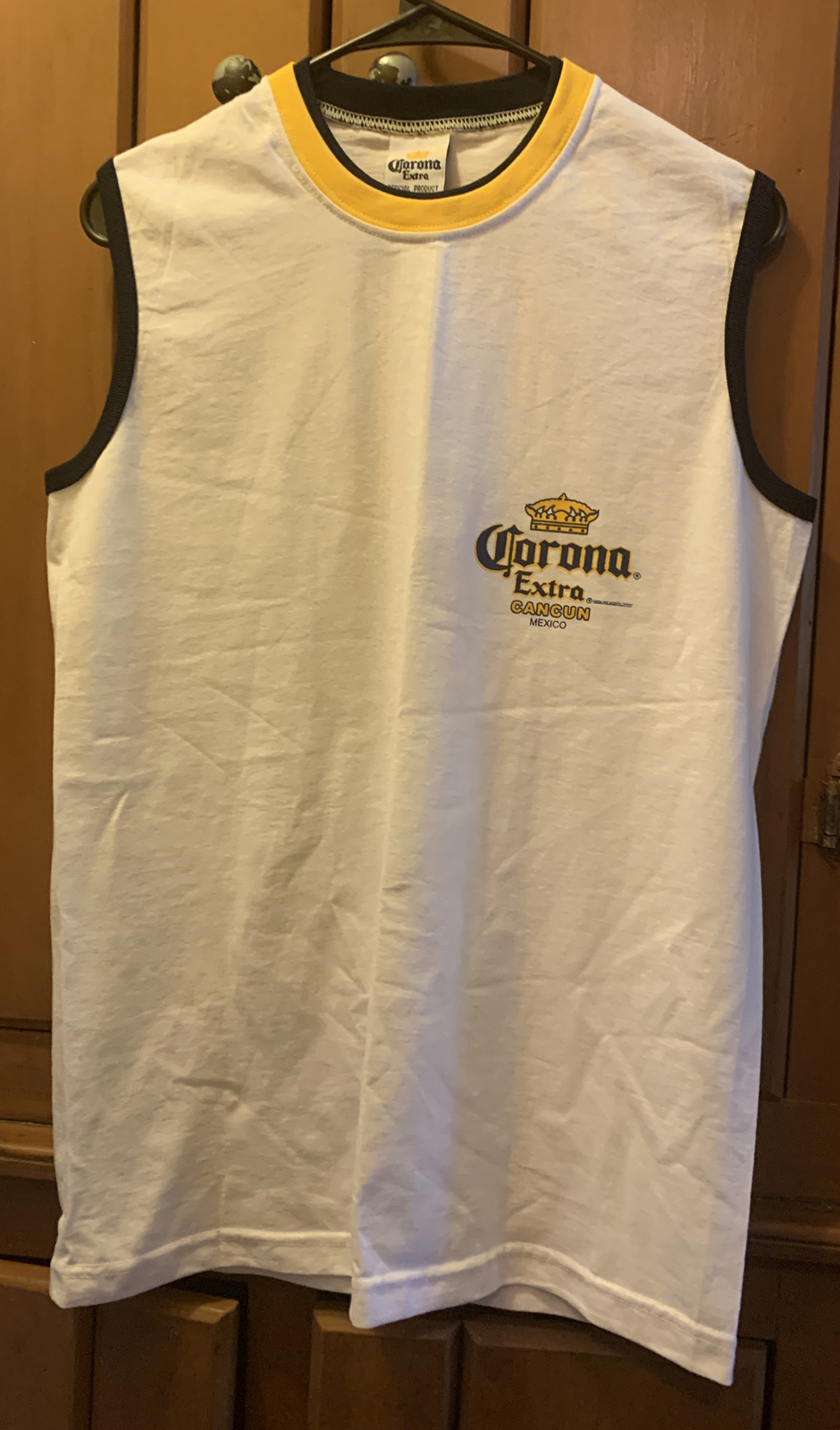 CORONA EXTRA Beer Cancun Mexico White/Blue/Yellow Tan… Gem