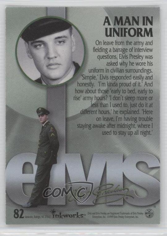 1999 Inkworks Elvis: The Platinum Collection Elvis Presley A Man in Uniform 0k5 - Picture 2 of 3