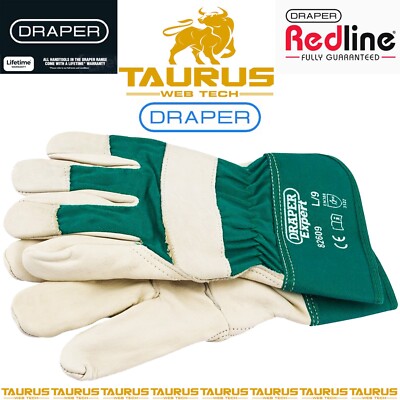 DRAPER Expert Large Premium Leder Gartenarbeit Handschuhe Leder Handflächen UK KOSTENLOSER VERSAND