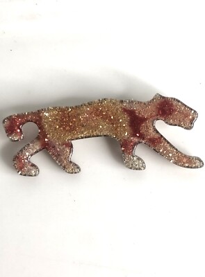 LEA STEIN PARIS VINTAGE BROSCHE Panther Glitzer FARBEN Gold/Rose Schmuck Selten