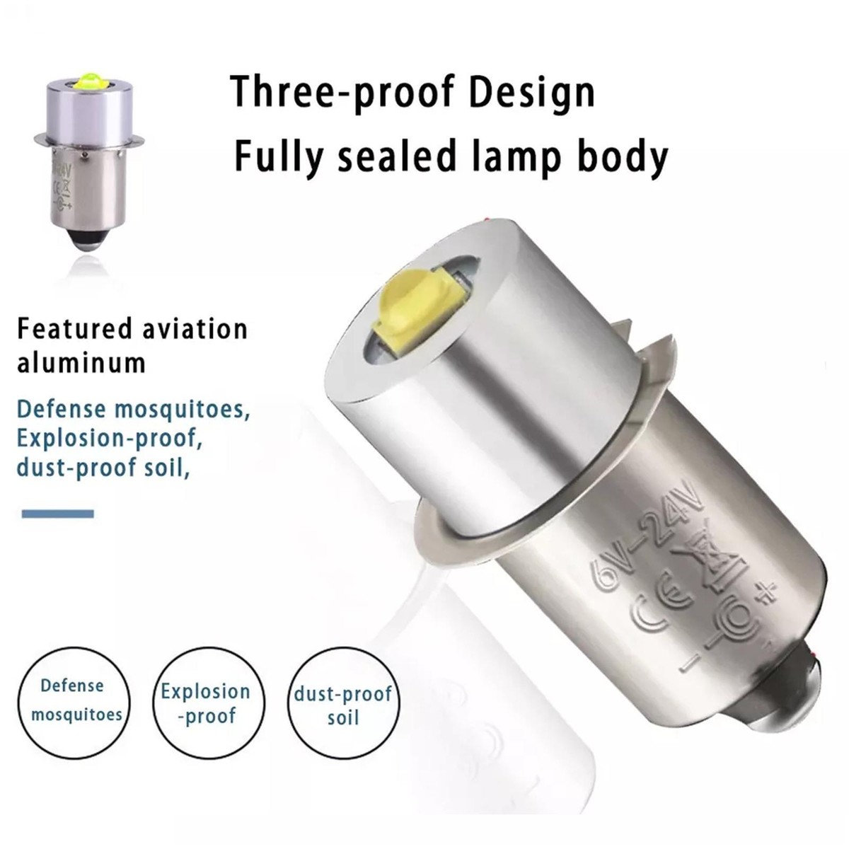 1Pc P13.5S 1W Lampe De Poche Led Ampoule De Remplacement Lampe Torche