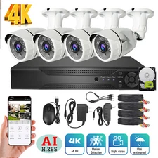 4K H.265+ DVR 4pcs Night Vision Plug-in Wired Security Camera System 1TB