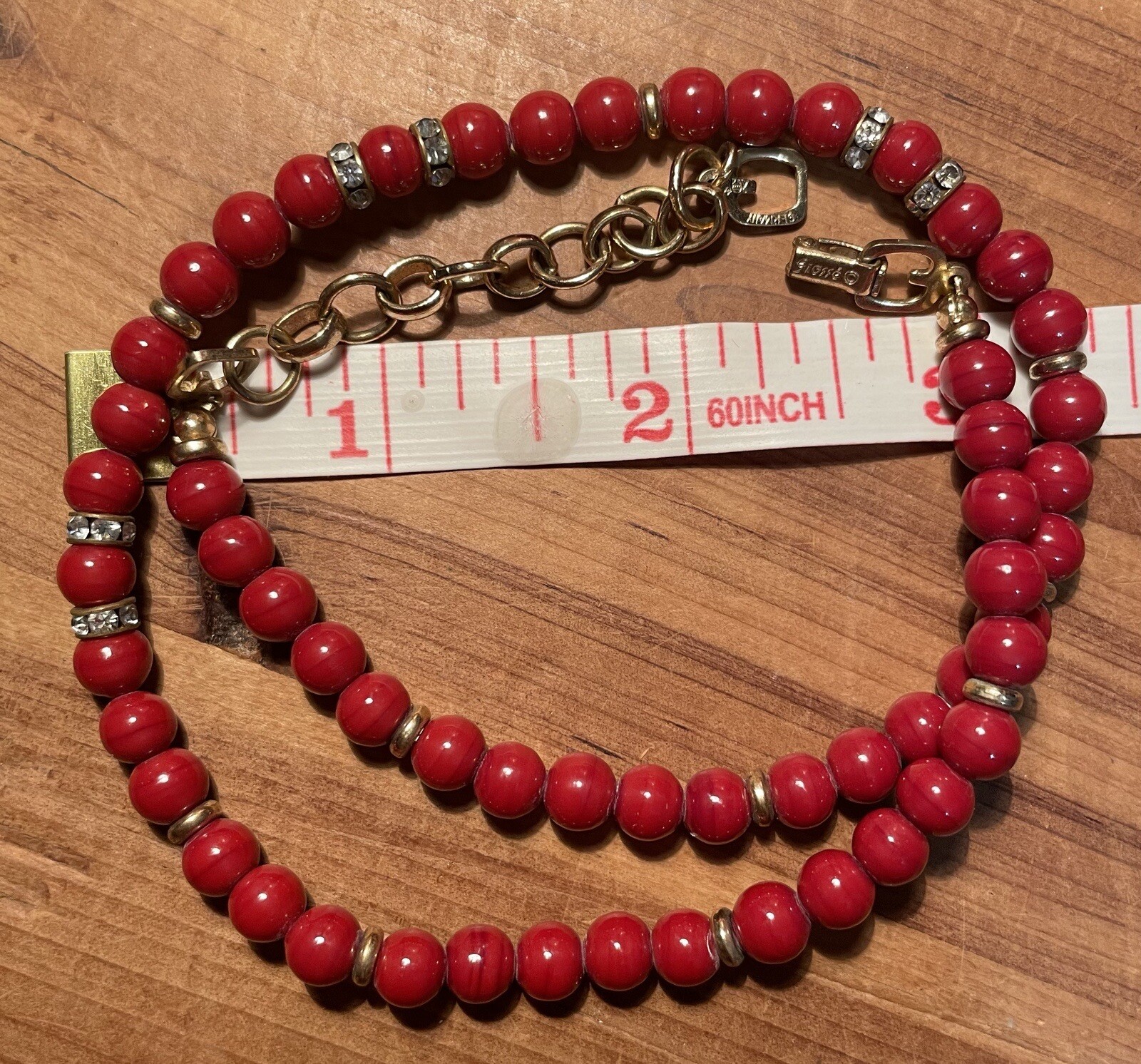Henkel & Grosse Red Bead & Crystal Necklace - Gem