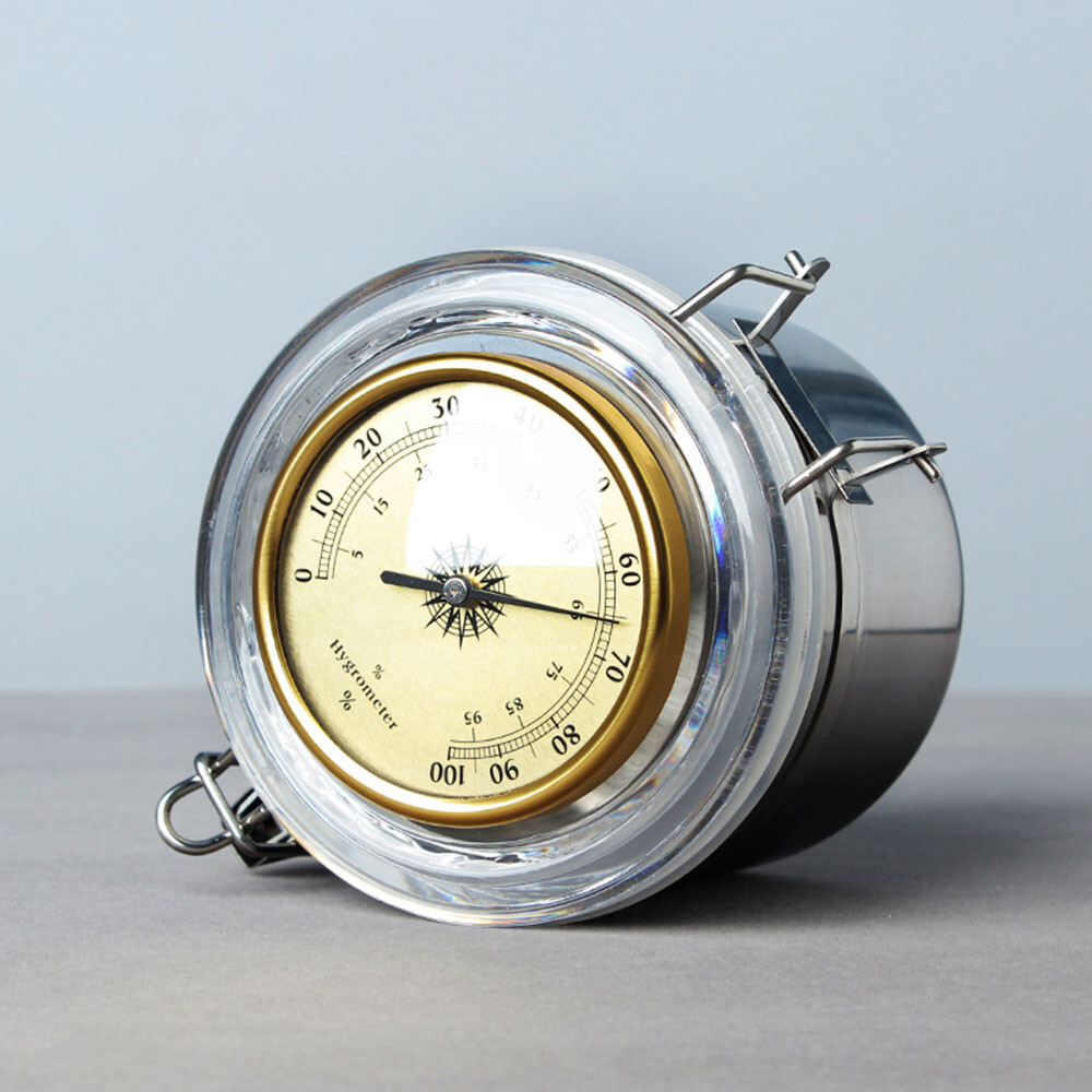 Tobacco Storage Humidor Jar hygrometer Herb Container Stainless Steel