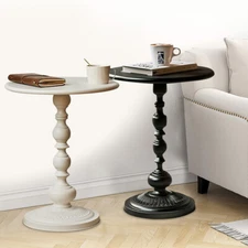 Vintage Metal Small Round Side End Table Small Accent Pedestal Table for Home